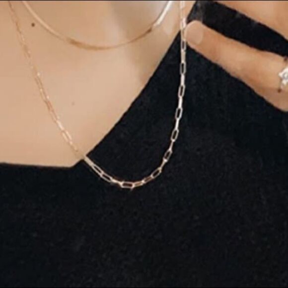 NEW Rose Gold Plated Paperclip Chain Necklace - Picture 5 of 8